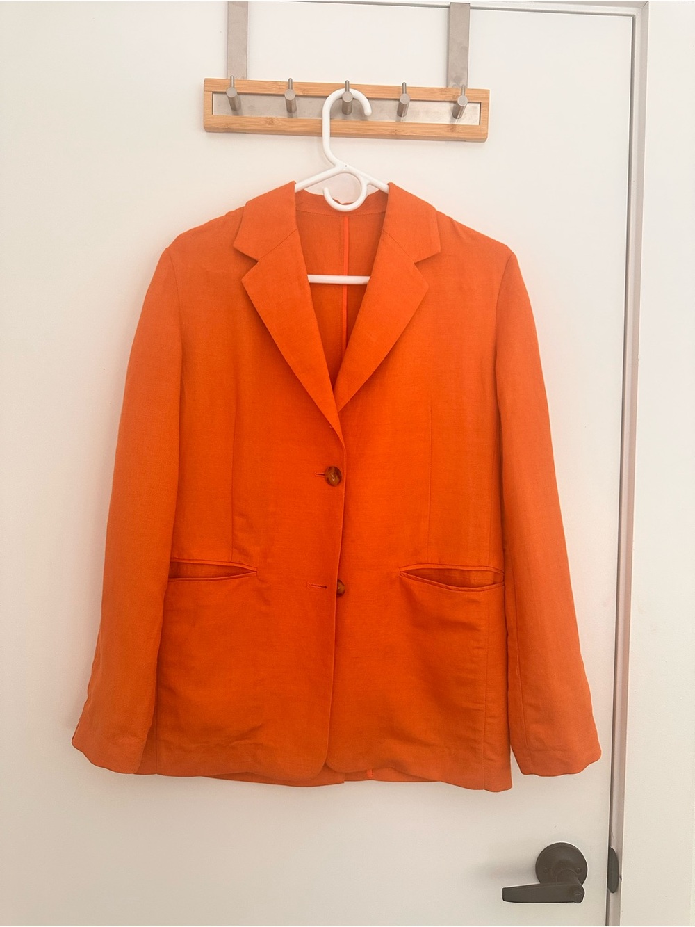 Tailored Orange Single-Breasted Blazer Jacket